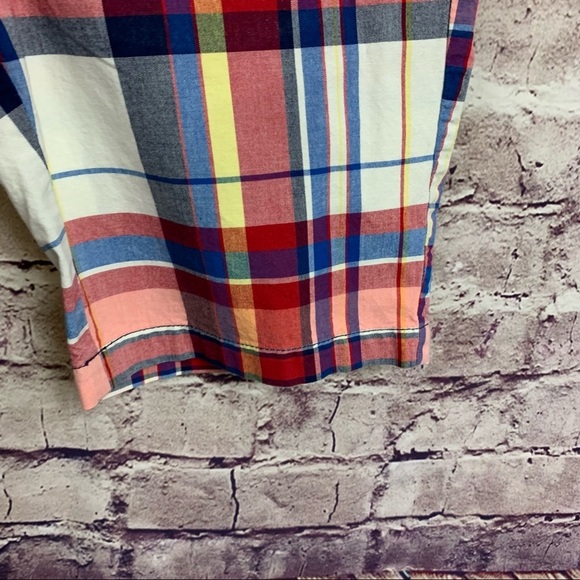 Lands End Red Check Cotton Chino Shorts - Picture 5 of 9